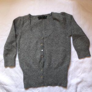 Zara Knit Angora Scoop Neck Grey Button Up Cardigan Small
